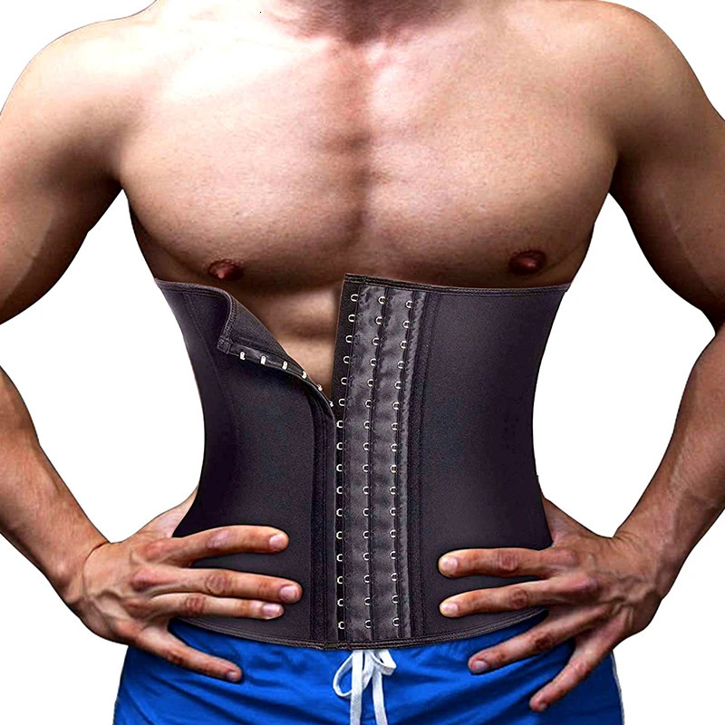 5XL 6XL Rubber Latex Waist Trainer Body Shaper Mens Sexy Shapewear Cincher Abdominal Belt Corset Bustier Fajas Colombian Girdle 260731BJ