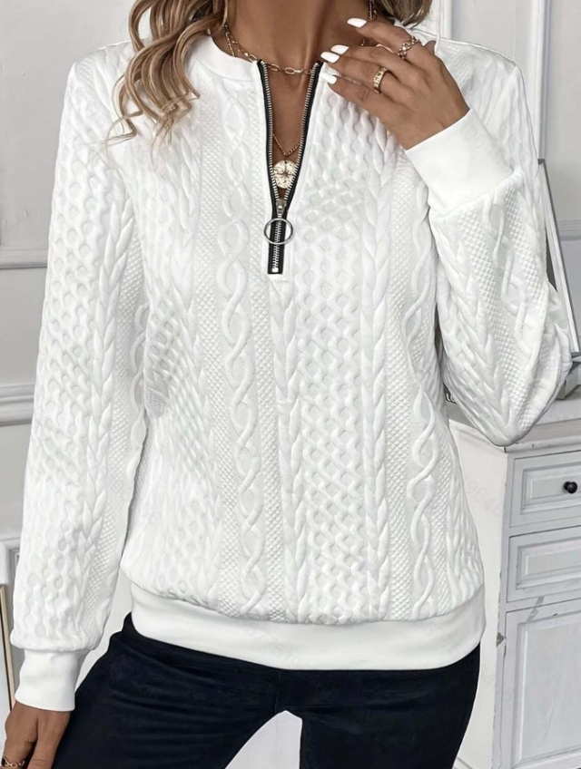 0593 Women's Quilted Sweatshirt Zip-Up Cardigan Jacket Autumn/Winter