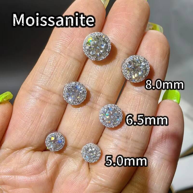 Hip hop Moissanite Stud 1ct VVS 925 Sterling Silver Men Women Jewelry Flower Cluster Halo Diamond Earrings With GRA Certificate