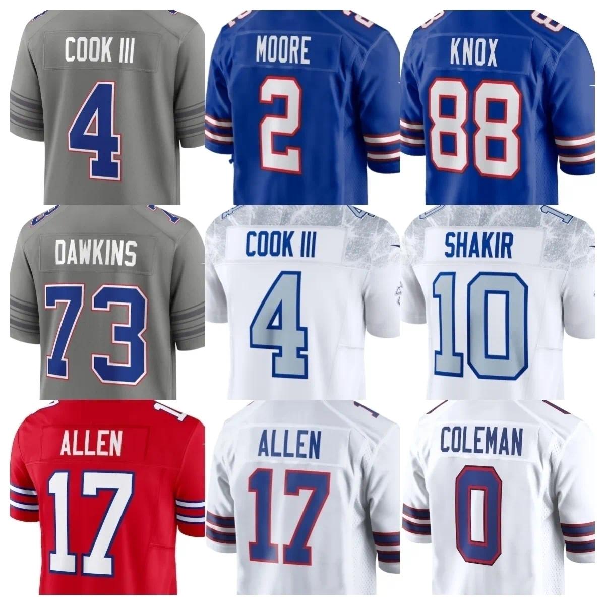 Buffalo Football Jersey Josh Allen James Cook III DJ Moore Josh Palmer Mecole Hardman Christian Benford Geno Stone Ty Johnson Maxwell Hairston Cole
