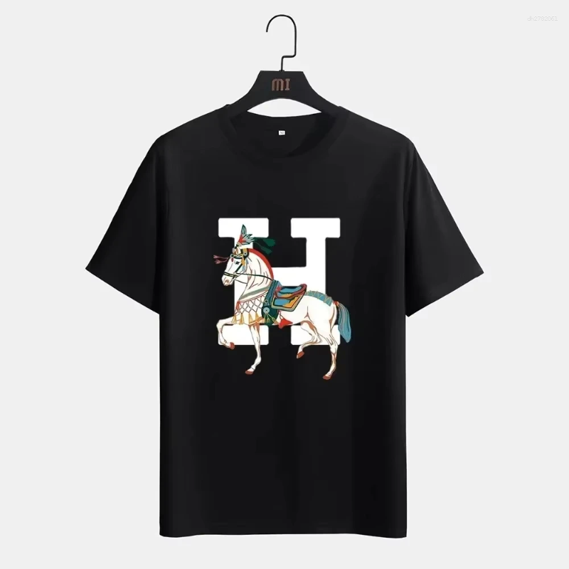 T-shirts pour hommes 2026 tendance chemise en coton femmes famille Pack été H lettre impression haut à la mode t-shirt col rond vêtements Streetw