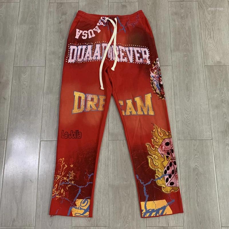 Men's Pants 26SS High Quality DUAA Letter Print Trend Rhinestone Long