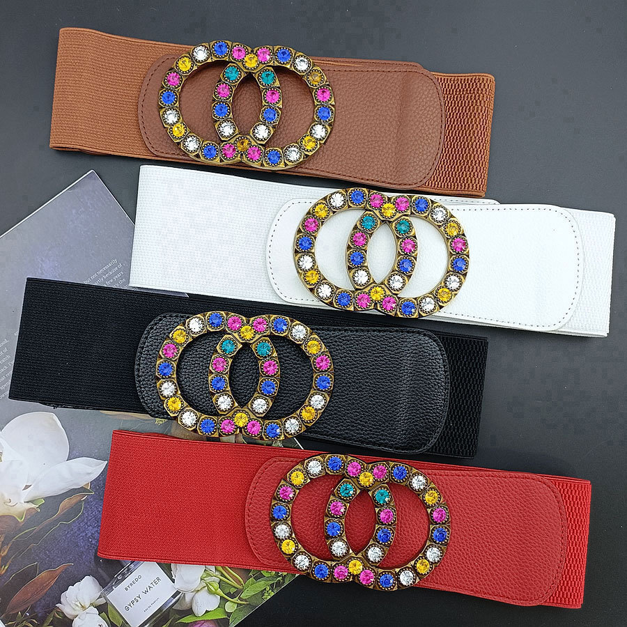 Women Elastic Belt Classic Vintage Wide Clothing Accessory Belt Dress Waistband Luxury Designer Letter Buckle Casual Belts Width 7cm High-quality
