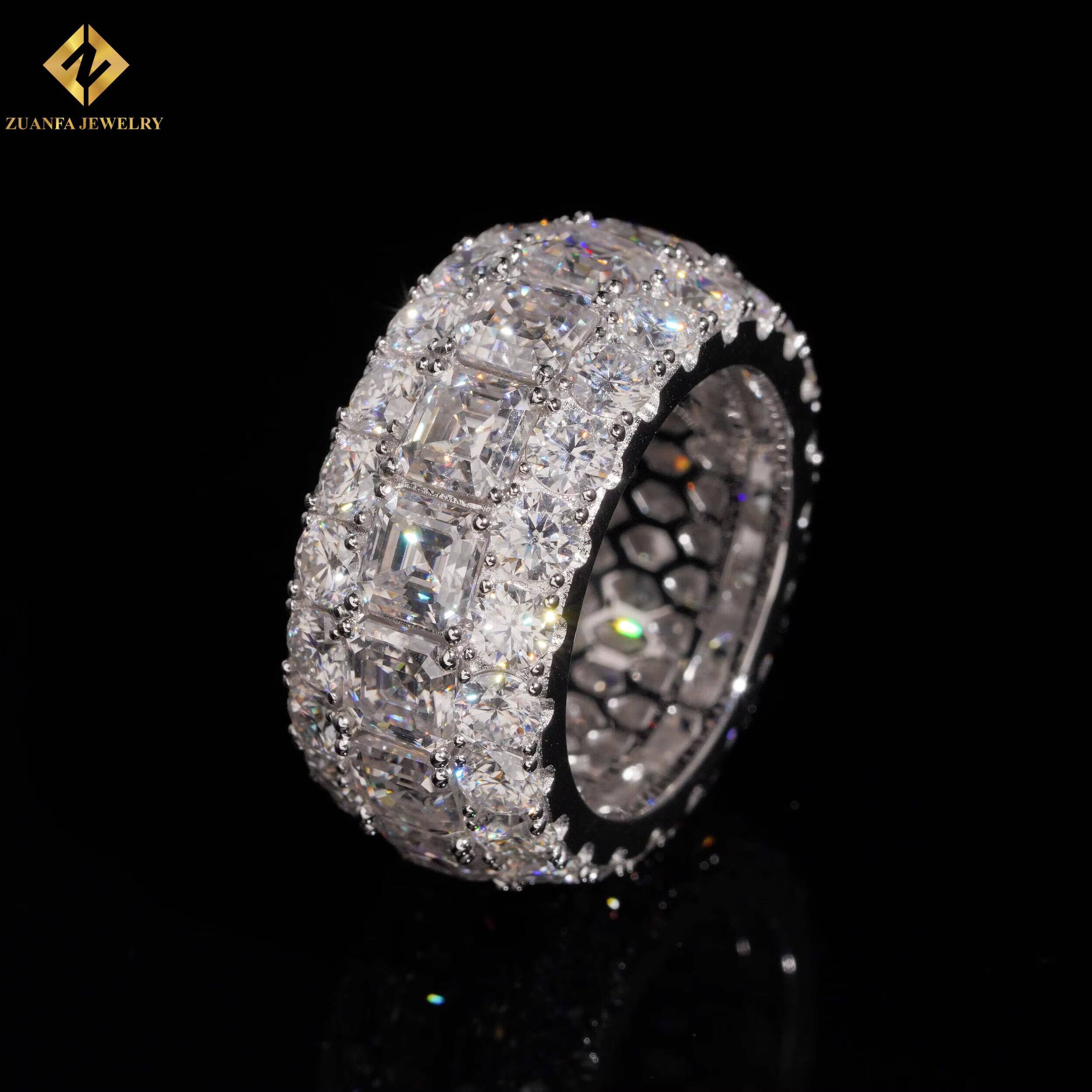 Custom Wholesale Price Wedding Rings S925 Sterling Silver Full Pave Party Rings VVS Moissanite Eternity Band Factory Ring