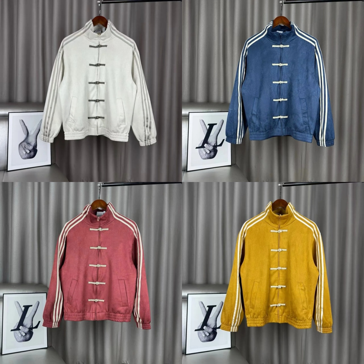 New Man Jacket heren casual individuele en Chinees Nieuwjaar jas modieuze zijden opstaande kraag jas klassieke losse Tang colbert voor vrouwen Maat: