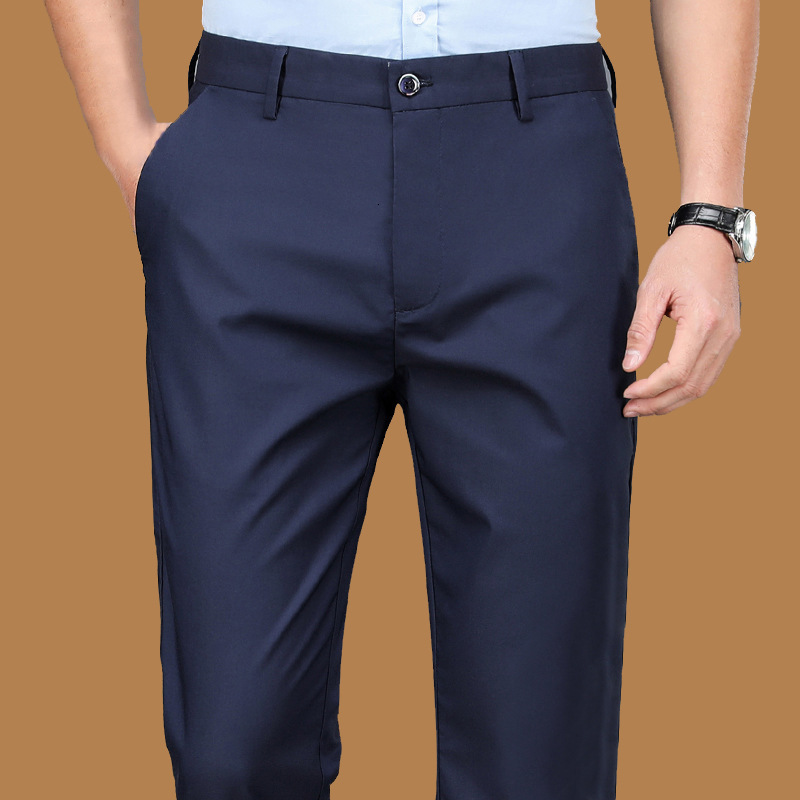 Wholesale Casual Dress Long Men's Thin Stretch Slim Non Iron Business Formal Suit Pants Trendy