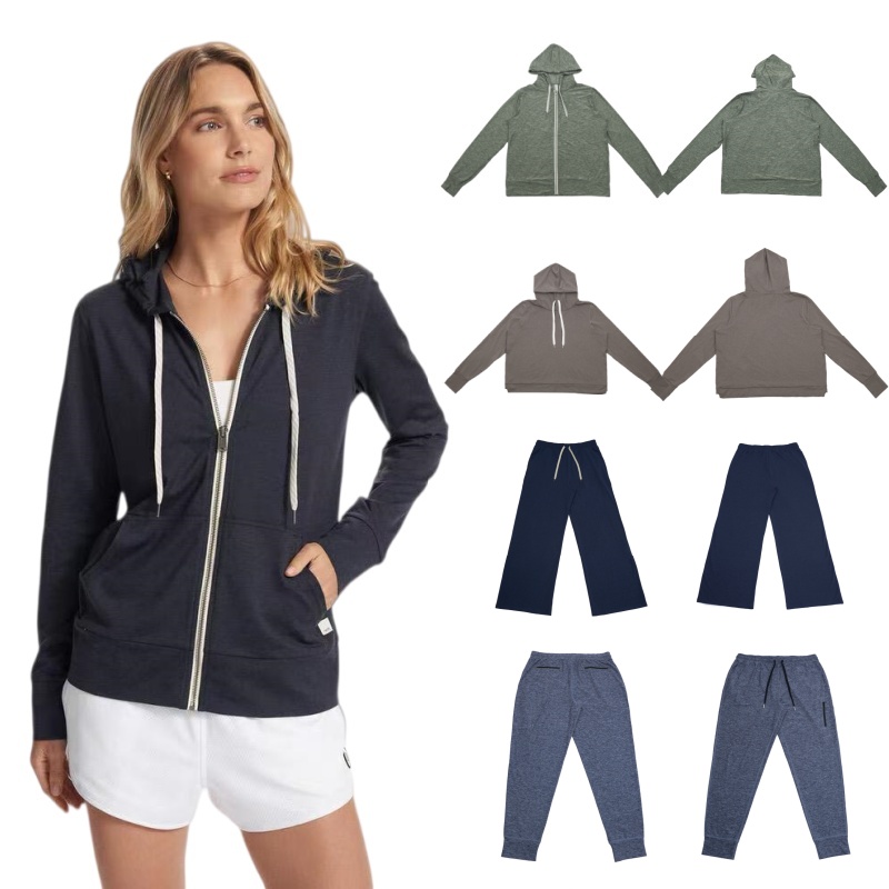 Designer Vuori inspired unisex half zip pullover zip up jacket hoodie crewneck wide leg sweatpants cuffed joggers tapered pants outdoor athleisure c