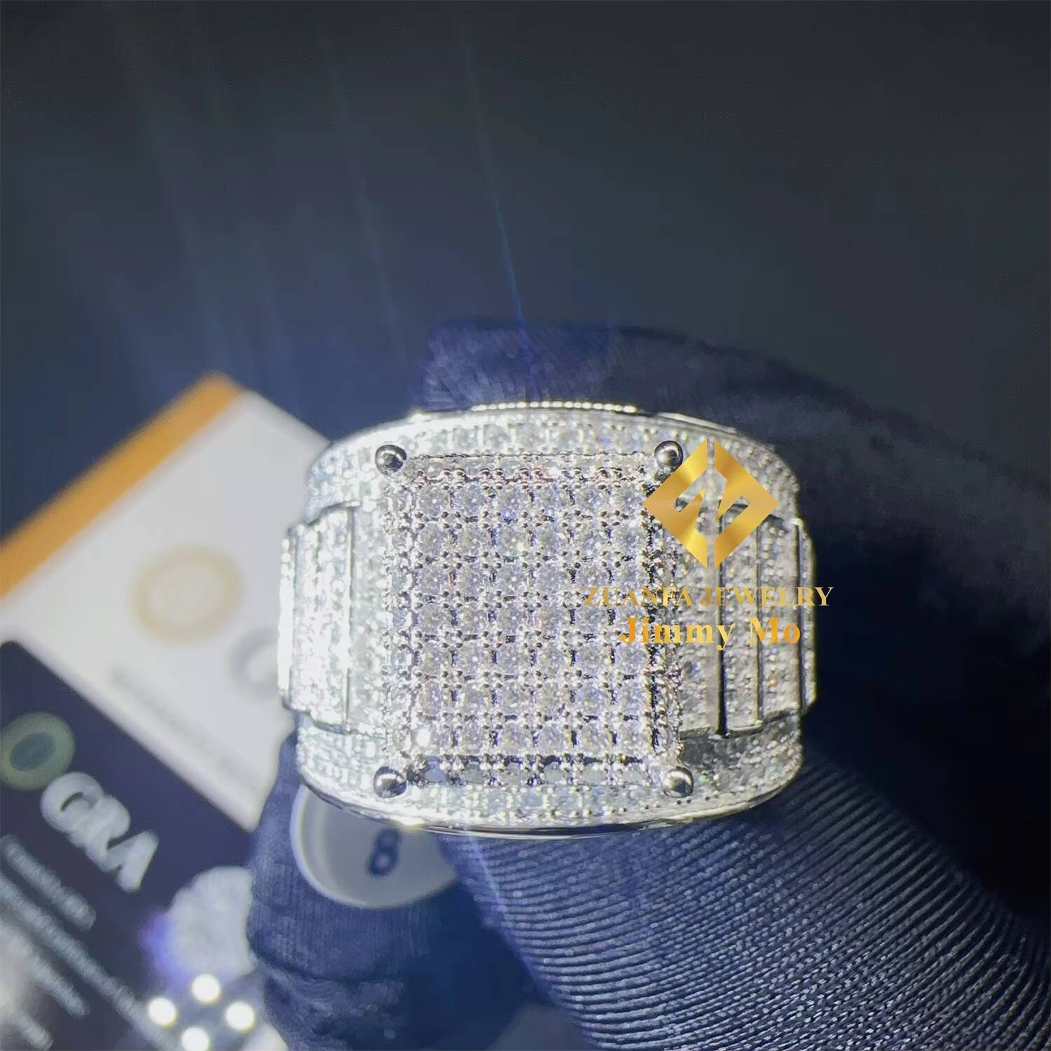Ready to Ship GRA Certificates Low Price Classic Hip Hop Fire Jewelry Iced Out VVS1 Moissanite Shining Diamond Man Ring