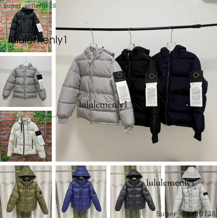 Stones Jacket Islandaes Men Puffer Embroidery Badge Doudoune Vest Hooded Designer Mens Windbreaker Luxury Casual Men' Down Jacket Company Stree