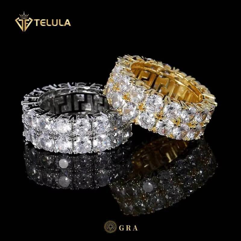 Men Fashion OEM Hip Hop Jewelry 925 Silver VVS Rings GRA Certificate Moissanite Ring