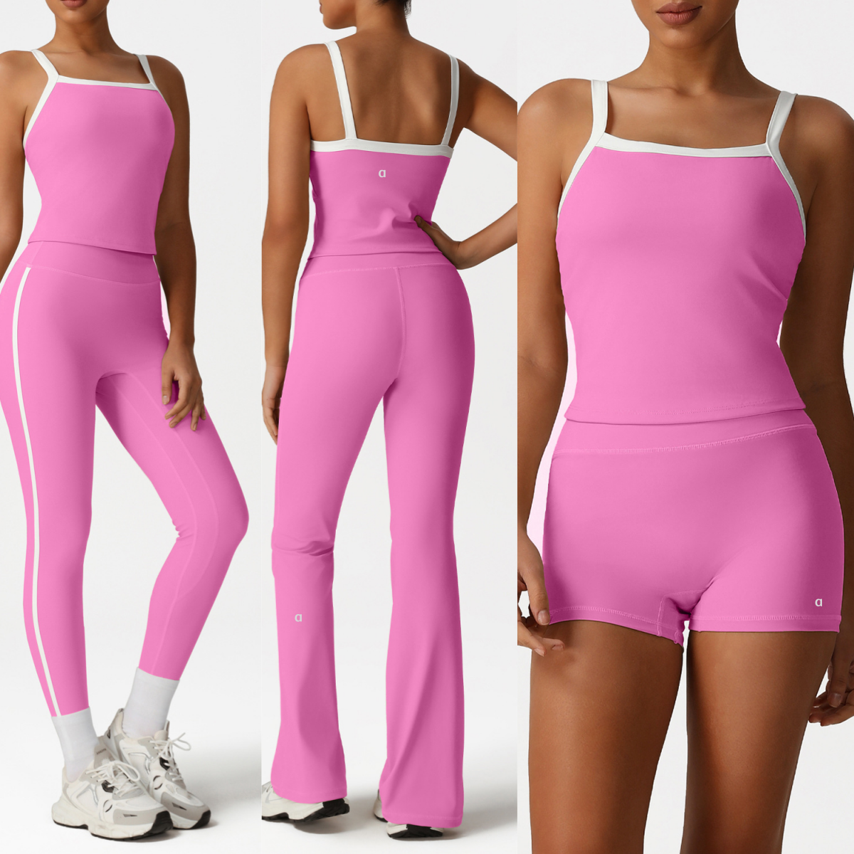 A2622 Sleeveless Halter Vest Yoga TANK Womens High-Waisted Yoga Shorts for Sports High-Waisted Hip-Lifter Flare Pants Sports Bottoms Gym Set