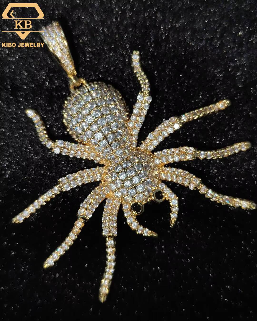 3D Design Spider Iced Out Custom Gold/Platinum Plated Mens 925 Silver VVS Moissanite Diamond Third Party Certified Pendant