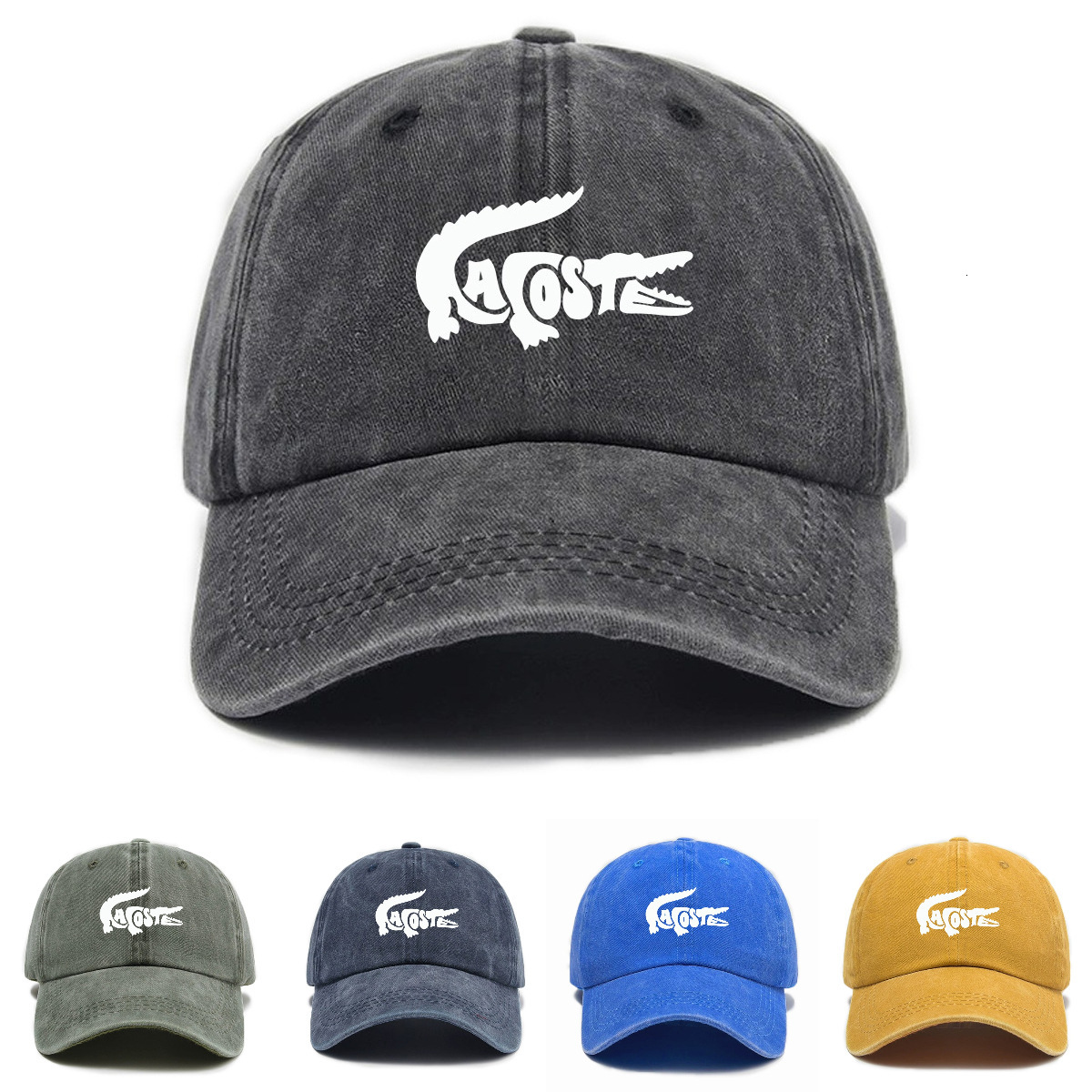 2026Cross-border trendy versatile washed vintage distressed crocodile print soft-top baseball cap for outdoor casual sun protection