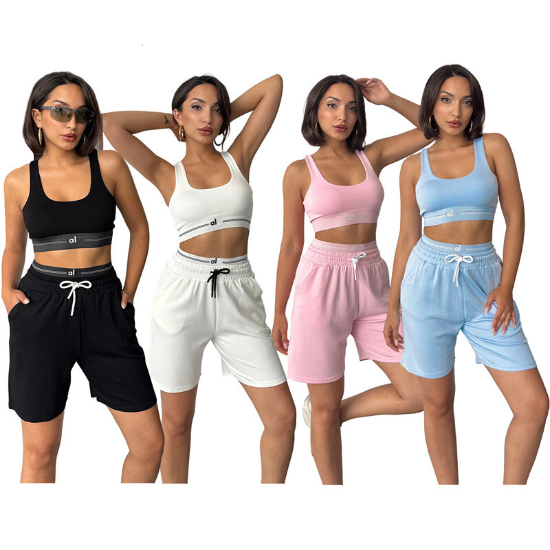 New Designer Tracksuit Fashion Two Piece Set Women Casual Fitness Yoga Suit Tank Top And Loose Shorts 2PCS Sets