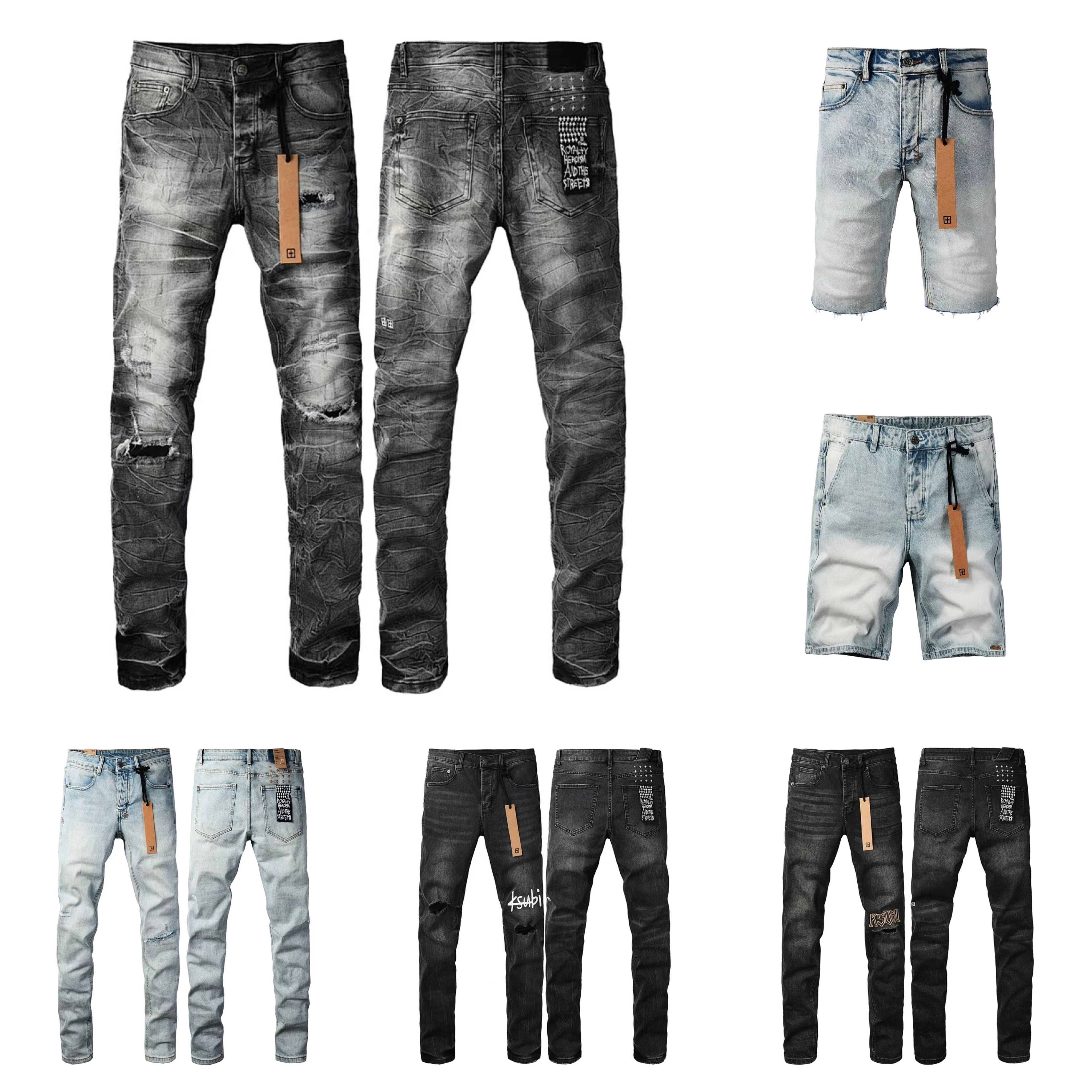 Jeans KSB da uomo di marca di fascia alta a tubo dritto perforato elastico americano high street jeans casual da uomo in stock ksubi jeans 3a3