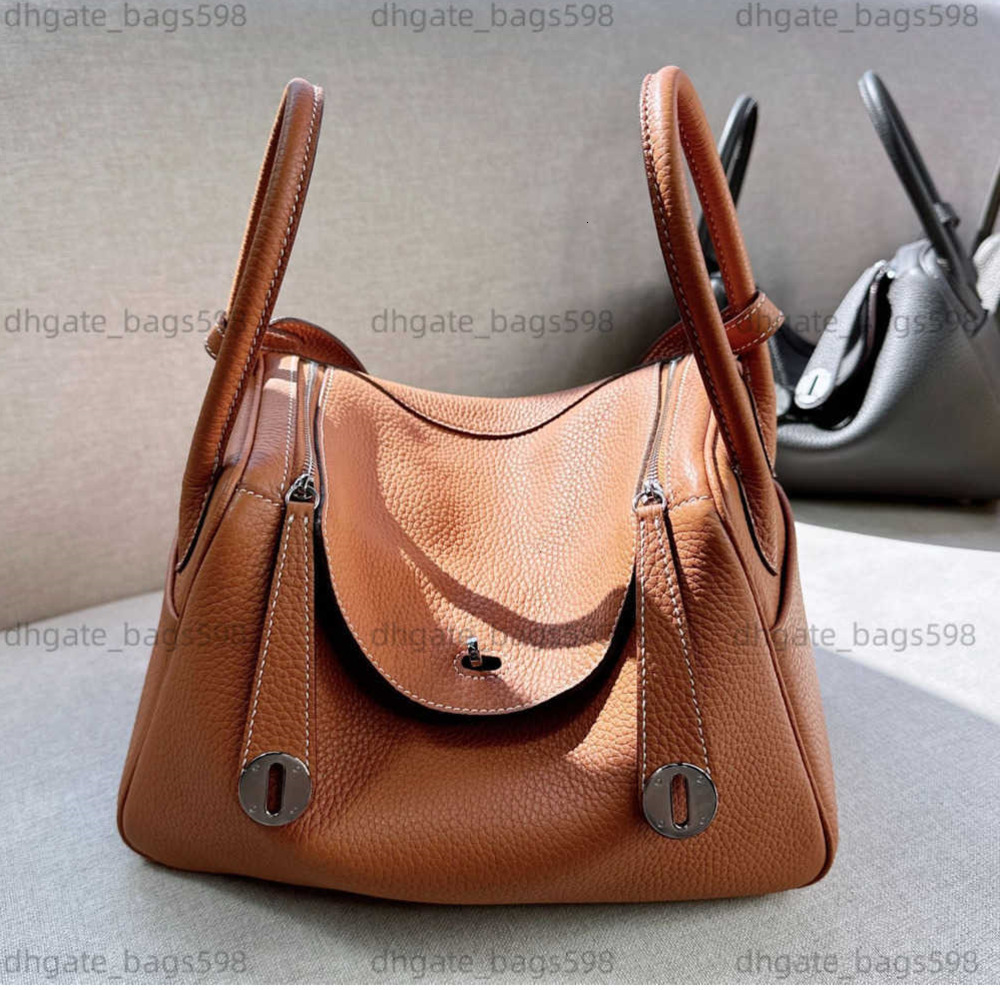 100 Genuine Leather Doctor Shoulder Bag Luxury Brand Designer Litchi Pattern 26cm 30cm Soft Cow Skin Women Totes Dumpling Purses And Handbags Silver