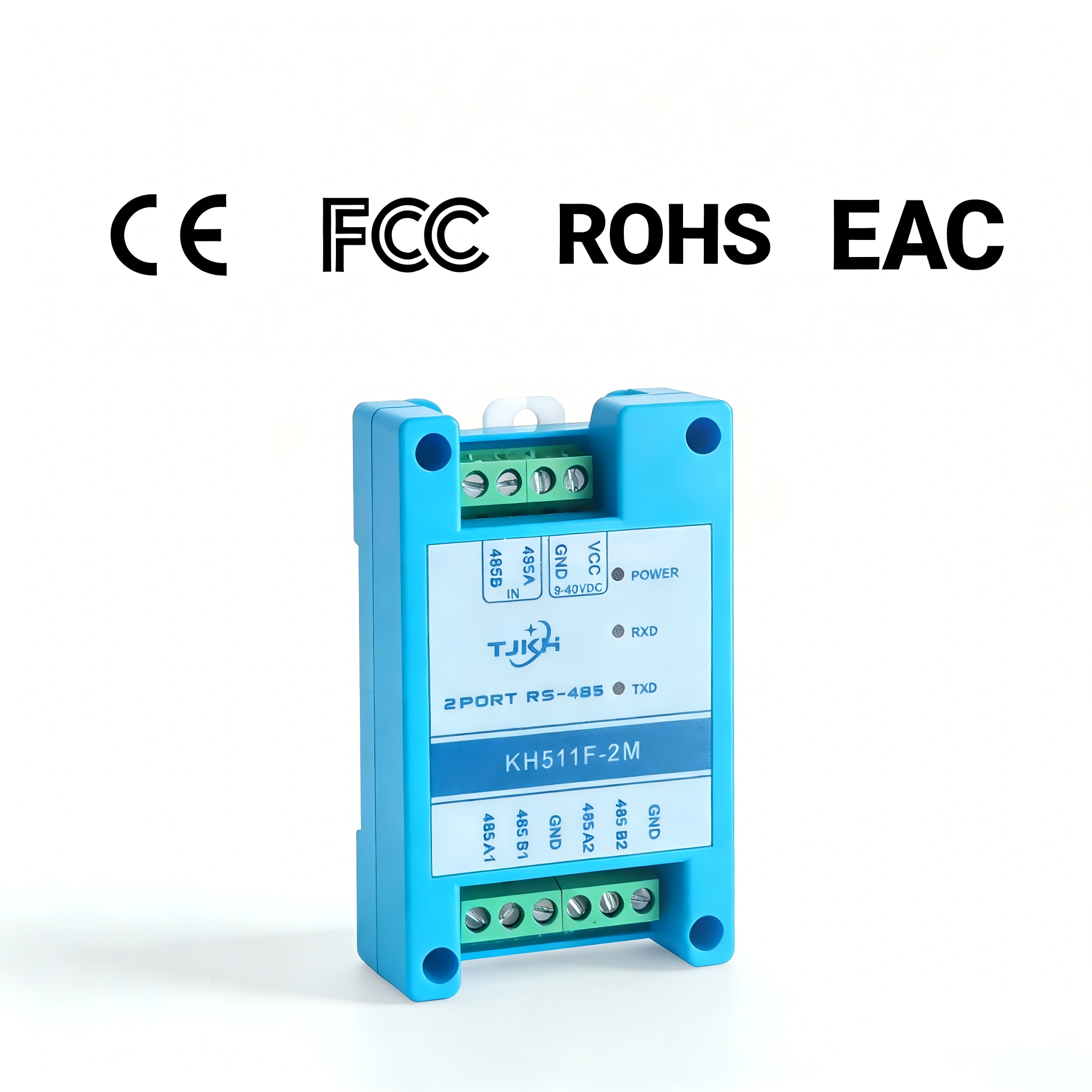 KH511F-2M 2 Port RS485 Repeater Industrial Photoelectric Isolation Signal Amplifier DC9-40V DIN Rail Mount CE FCC RoHS EAC Certified-image-1099902922
