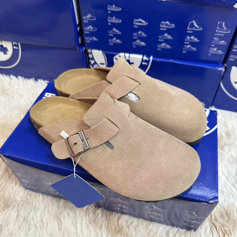 Designer Sabots Sandales Sabots Pantoufles Liège Plat Haute Qualité Mode Été Véritable Cuir Slide Favorite Beach Casual Chaussures Femmes Hommes
