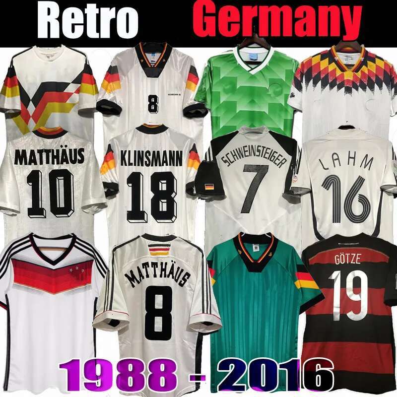 Germany mens Retro Soccer Jersey home away KLINSMANN Matthias football shirts MOLLER KALKBRENNER Littbarski BALLACK KLOSE REUS 82 92 96 02 2004 2010