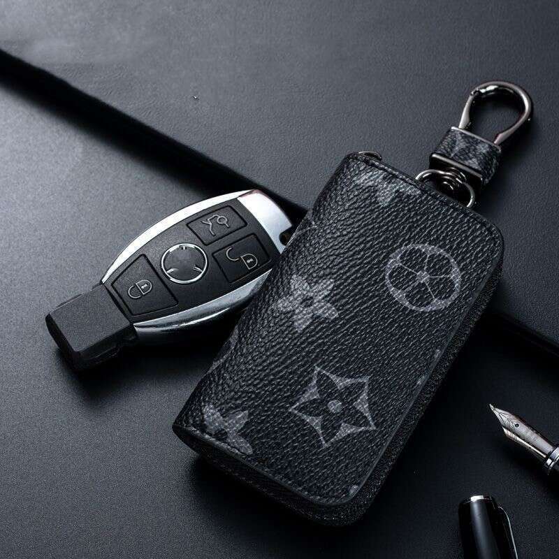 10A leatherbag2023 Luxury Car Key Organizer Keychain Zippered Coin Purse for Auto Keys Coins Cards and Everyday Carry Use Alphabet combination car k
