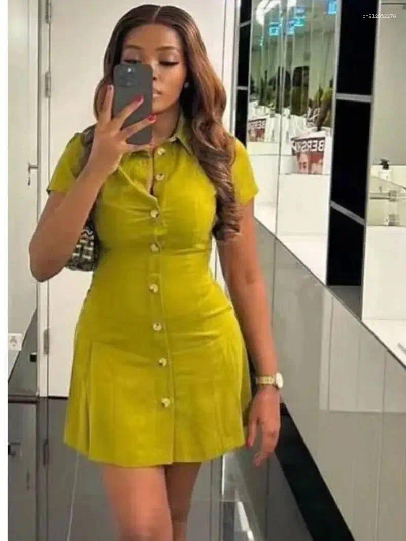 Casual Dresses Sunmer Product Women's Fashion Polo Collar Short Sleeved Shirt Style Mini Dress Sexy Women Tops