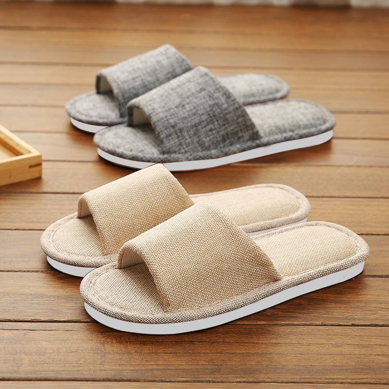 L115 Chaussures de maison élégantes pour elle : chaussures plates en mélange de coton et de lin à doublure douce, idéales toute l'année