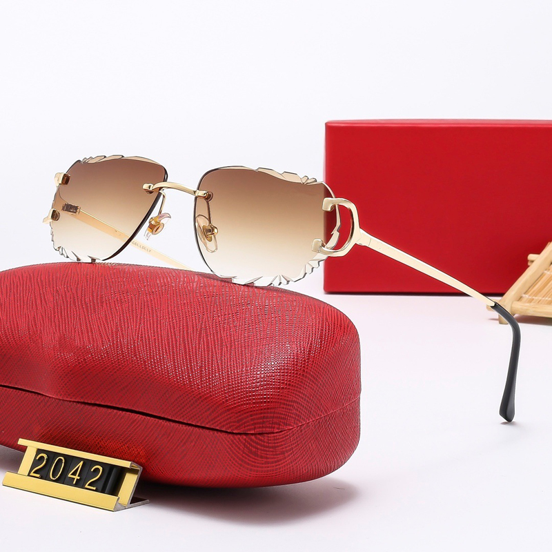 New Luxury Designer Earring Vintage Rimless Sunglasses Gold Woman And Silver Frameless Metal Round Oval Optical Frame Candy Color Glasses Women Men