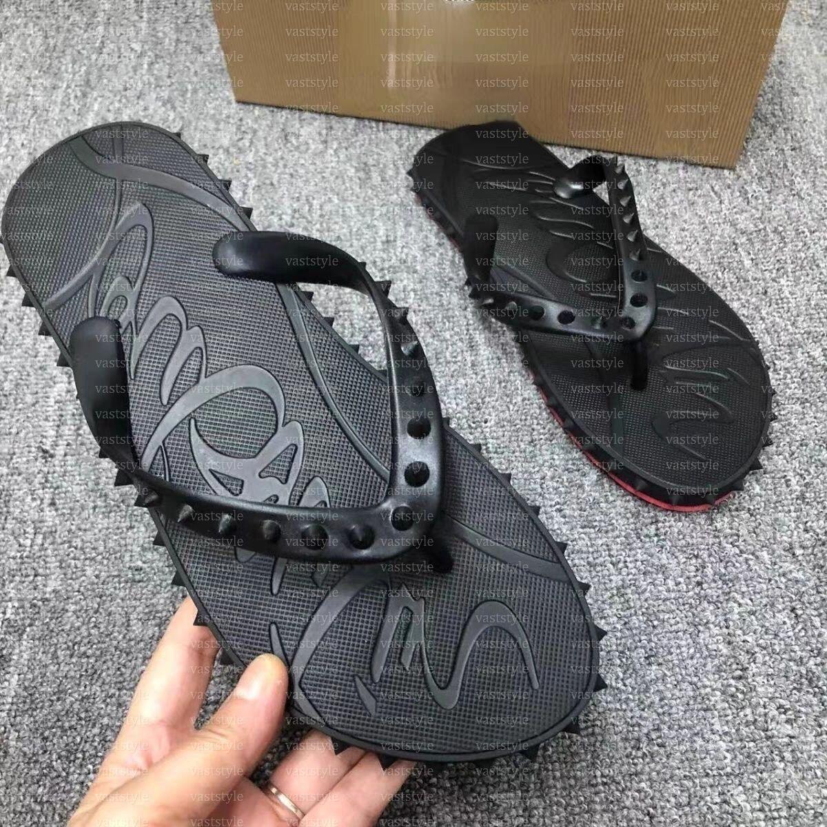 Designer Red Sandals Flip Flops For Men Women Summer Casual Slippers Leather Fashion Luxury Letter Bottom Flat Beach Rivet Shoes Sneaker 34-46
