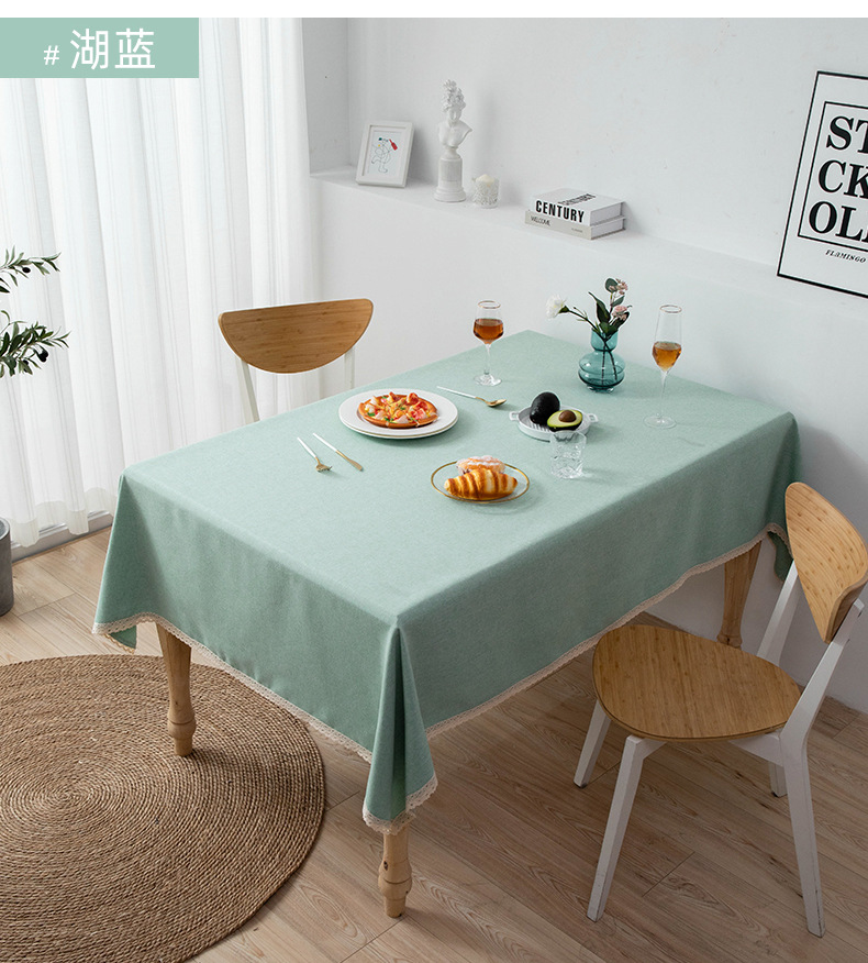 Tablecloth Color Cotton and Hemp Cover Cloth Desk Student Fabric Solid-image-1099869244