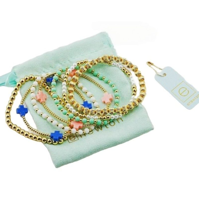 Bling Men Enewton Bracelet Classic Bead Bracelet Women Jewelry Colorful Plated Gold Cross Polished Plated Silver Shiny Glistening Cross Bracelets Du