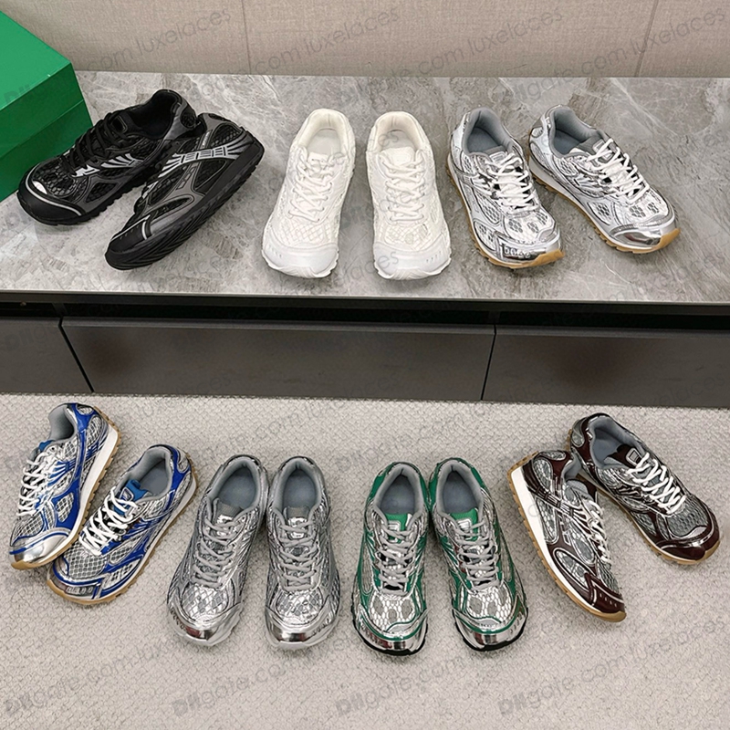 Designer Outdoors Shoes Runner Sneaker Casual Women Men Trainers Metal Leather Mesh Nylon Fabric Sneakers Green Blue White Black Silver-image-1099852812