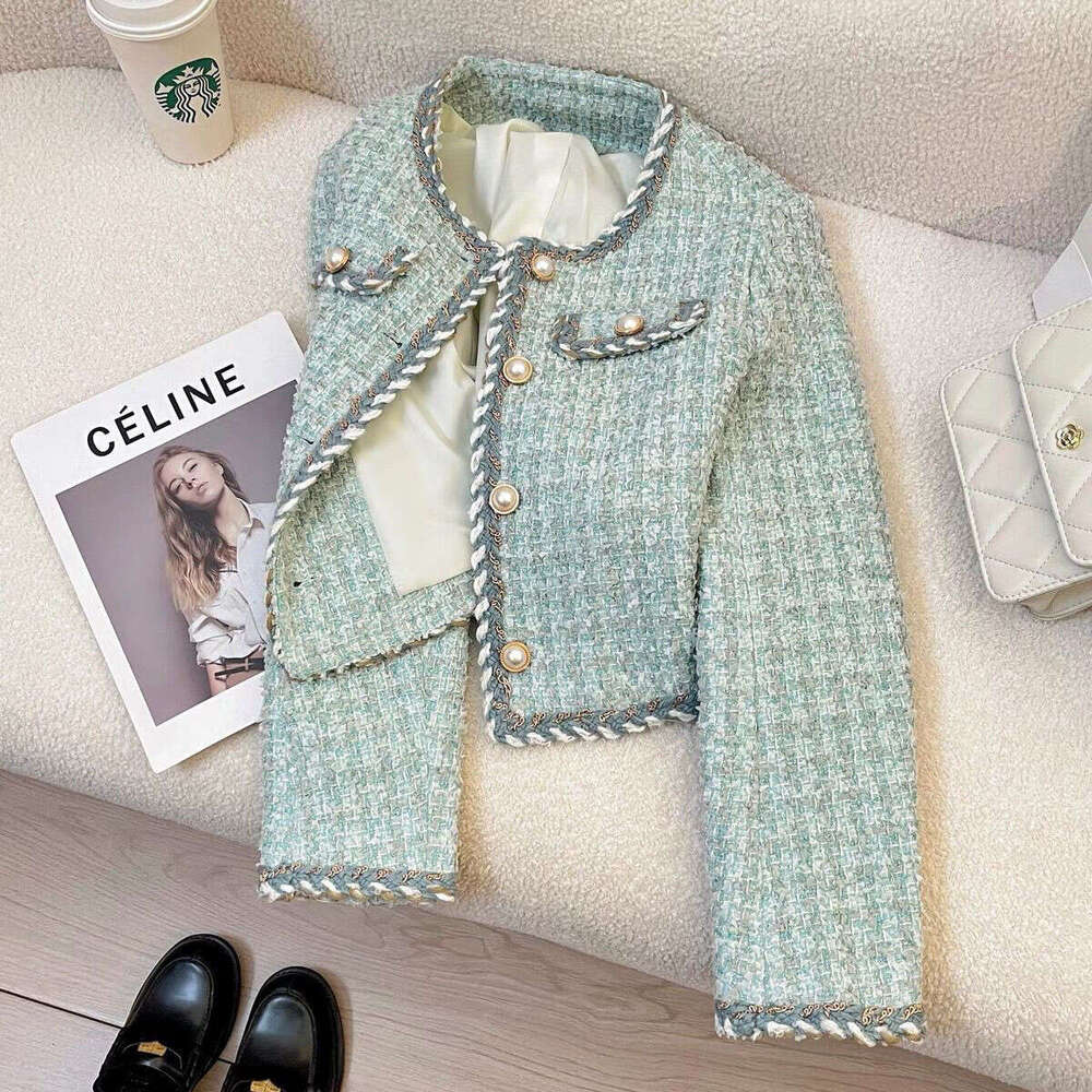 Ladies' Coat Fashionable Casual And Elegant Versatile Jacket Blue French Exquisite Tweed Short Jacket Women's Spring And Autumn New Fashio