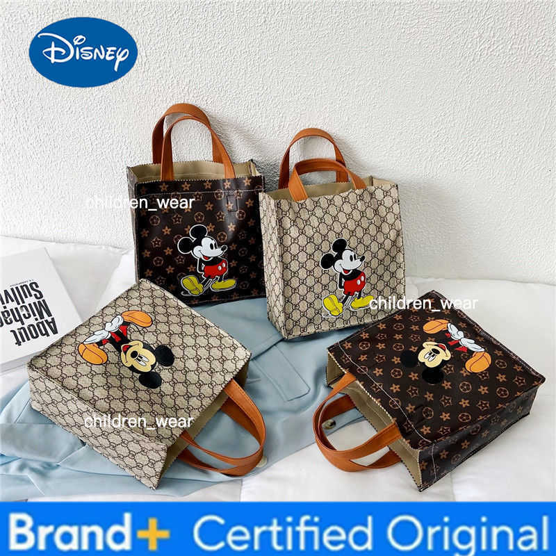 Disney Work tote bag - popular handbag for women, new style, large capacity, spacious opening, old-style floral pattern, Mickey design, square sh-image-1096382570