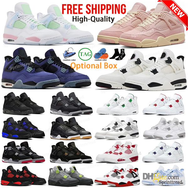 Free Shipping Designer High Quality Basketball Shoes Fire J4 4s Black Cat Imperial Purple Red White Yellow Thunder Cool Grey Blue Pink Men Women Boy