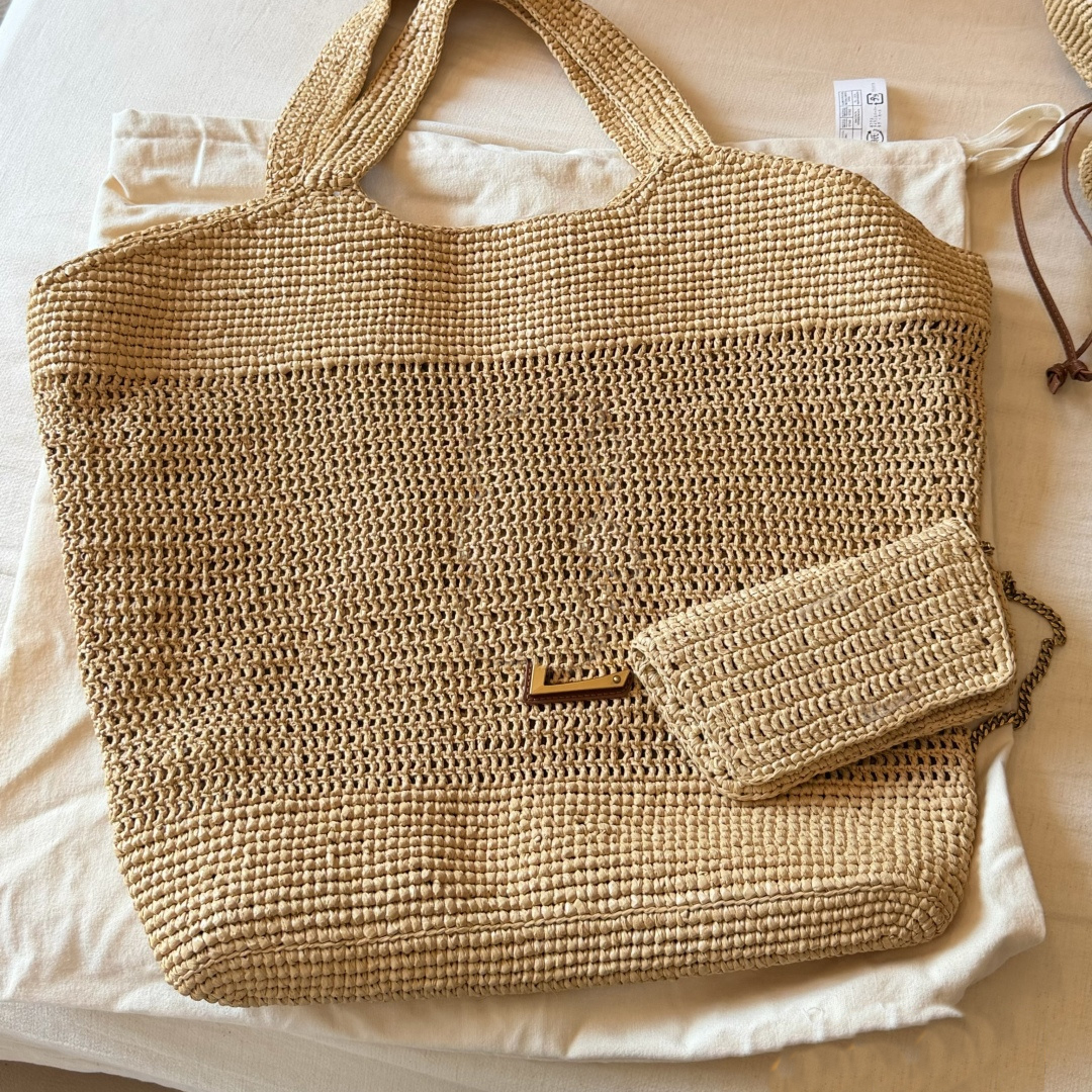 High Quality Women's Summer Straw Tote Bag Large Woven Beach Handbag Casual Shopping Bag with Coin Purse