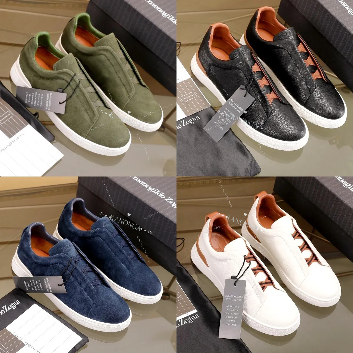 Triple Stitch Sneaker Designer Run For Man Luxury Zegnasneakers Suede Cowhide AAA+ Leather Casual Shoe Zegnamen Trainer Athletic Outdoor Football Go