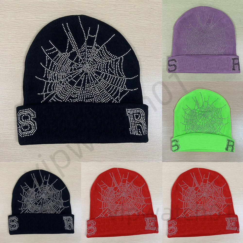 Ball Caps Designer Spider Beanie Mens Rhinestone Knitted Cap Fashionable And Versatile Hip Hop Hat Womens Bonnet 488 AA