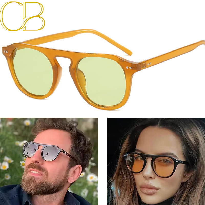 Oval Pilot Sunglasses 45 For Men Women Vintage Brand Designer Punk Sun Glasses Men's Unisex Eyewear Steampunk 89 Rivet CB Fashion Accessories