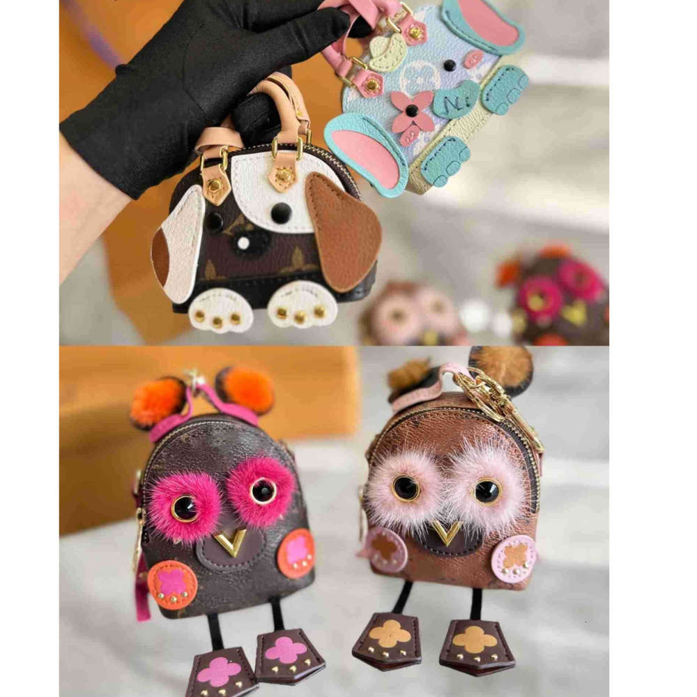Keychains Lanyards Designer Keychains Luxury Brand Women Key Wallets Designer Dog Elephant Shell Coin Purses Keychain Cute Owl Mini Backpack