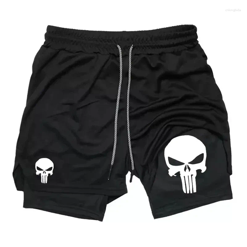 Shorts pour hommes 2-en-1 Performance Sports Séchage rapide avec poche pour téléphone Gym d'été complet Fitness Course à pied