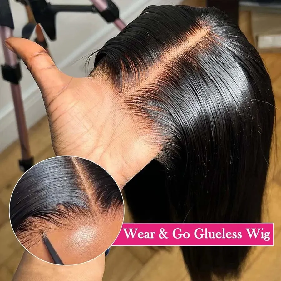 Easy Go Brazilian Bob Wig Glueless Wig Human Hair Ready To Wear Straight Bob Hair Wig 30 32 Inch Pre Cut HD Lace Wear and Go Glueless Wig 36$
