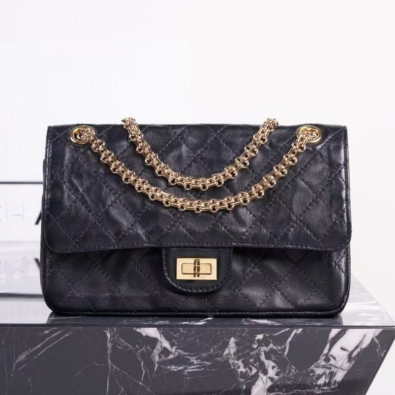 2026 new 255 purse flap bag designer bags women shoulder bags wallets on chain double flap purse handbag black lambskin leather purse light gold cha