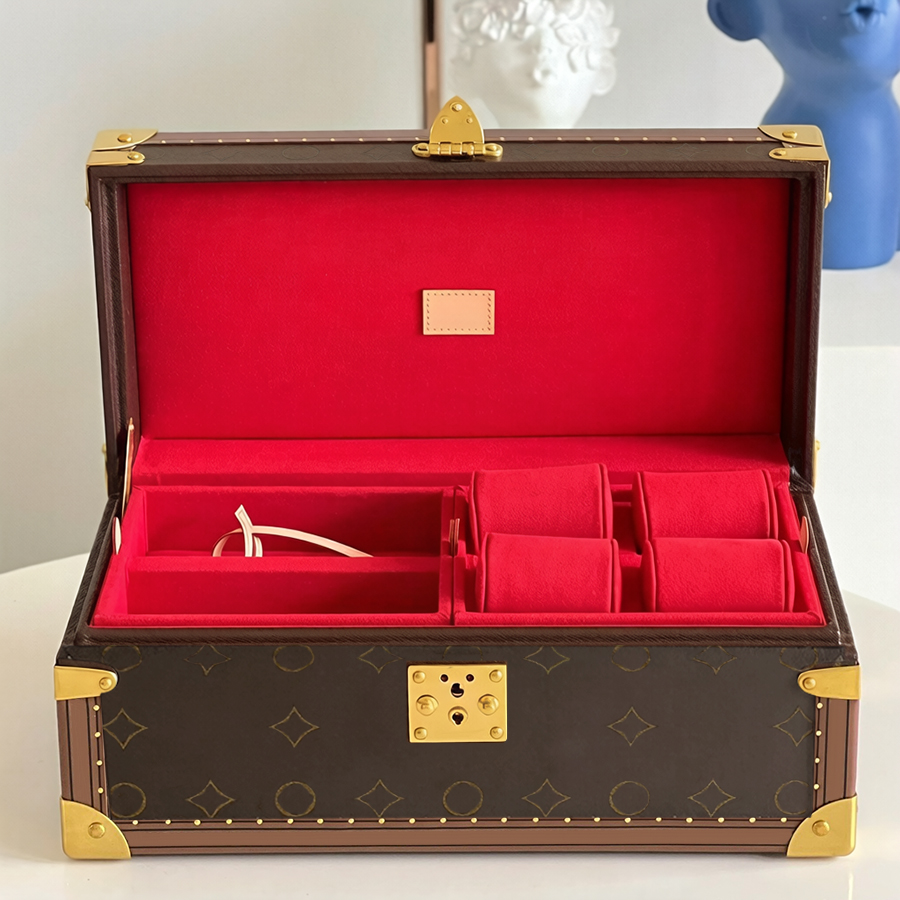 Boîtes à bijoux de créateurs Boîtes à montres de luxe Étuis à fleurs Clé classique Papeterie Bijoux Grande capacité Poignée en cuir Ensemble Boît