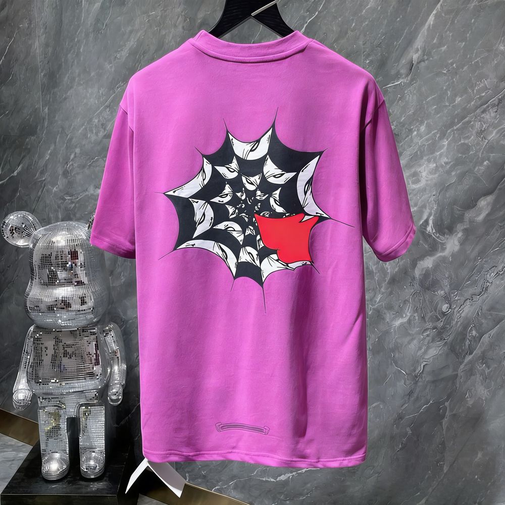 Chrome Short Sleeve High Street Hiphop Gothic Punk Rock Tracksuit Ch Shirts Classic Personality Cross Horseshoe Sanskrit Print Graphic Tee Chromed T