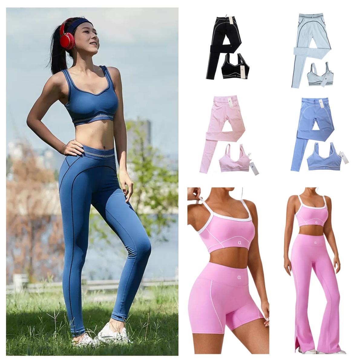 New designer Yoga Sets Sports Heart Throb Bra+Leggings High End White Striped Pants sports skirt Set Summer Women's Running Fitness Gym setl-image-1073194227