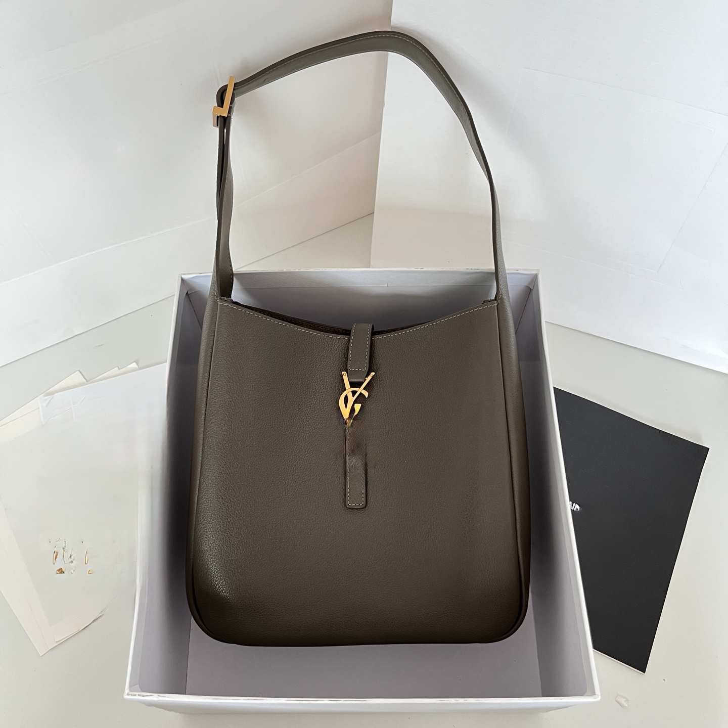 Luxury Designer Hobo Bag Women Genuine Leather Shoulder Bag Vintage Y-Logo Metal Buckle Armpit Bag Fashion Tote Purse 2024 New