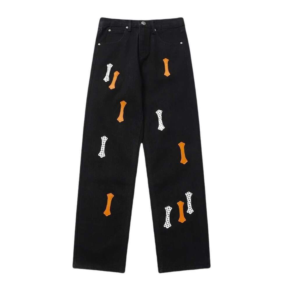 Chrome Designe Men Jeans Mirror Quality Cross Printed Pattern Tight Jeans Cross Printed Women Fashion Hiphop Casual High Street Chrome Pants Cc8 30A