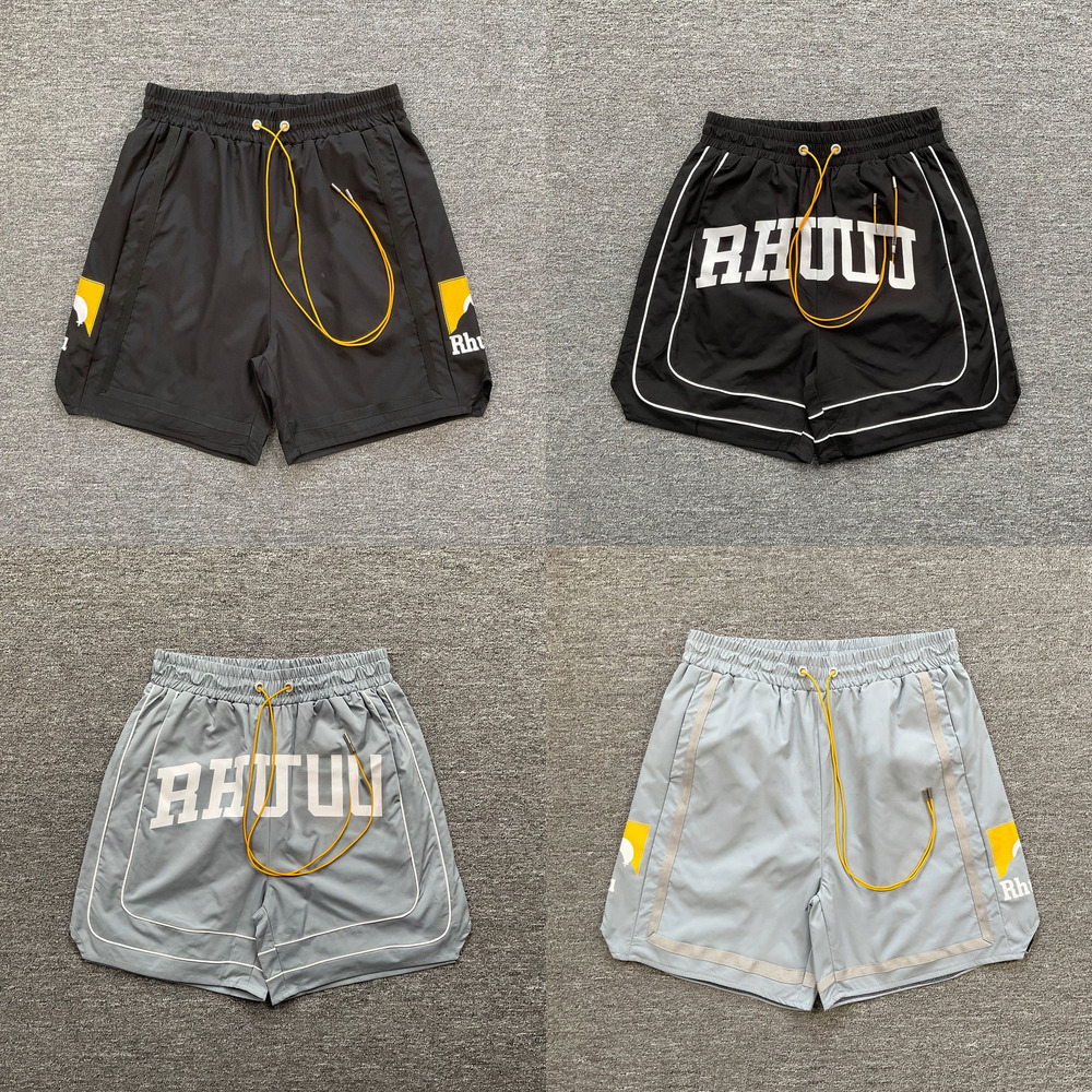 Rhuuudesly Shorts Men Women Casual Mesh Leather Embroidered Track Breathable rhhhudetee Elastic Waist Drawstring rhudemmmen Shorts 261 77