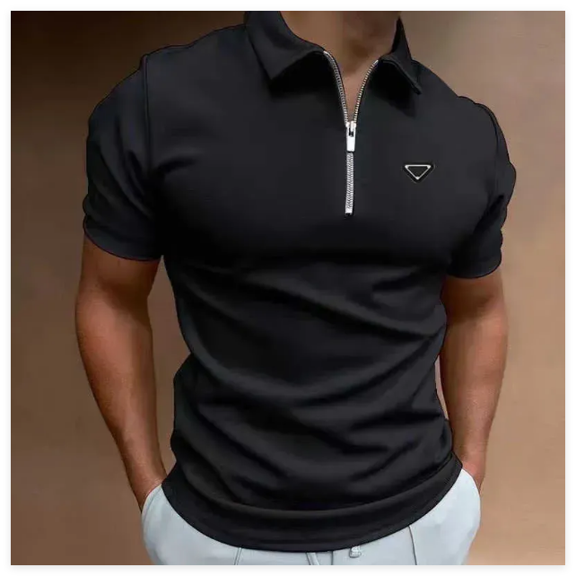 2026 Men's Polos Designer high quality Summer Zipper Polo Shirt brand Striped Print Shirt for Men Streetwear Casual Short Sleeve T-Shirt design