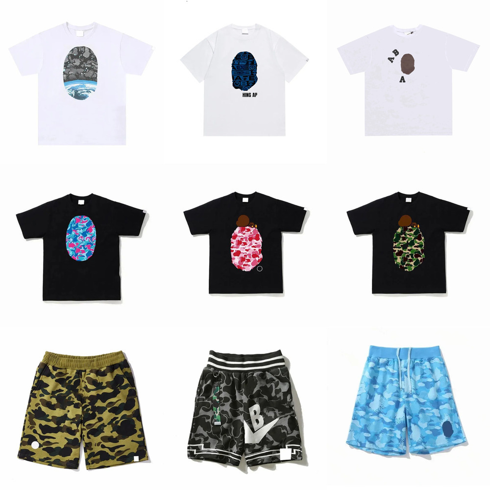 Designer Mens T-Shirts Tees Side Double Sided Camouflage Shark Tshirts Colorful Cashew Lightning Cotton Shirts hippie Y2K graphic Ape-man streetwear